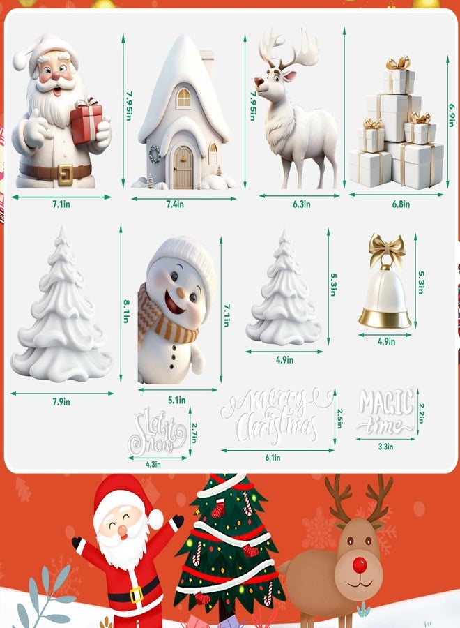 FOPINOA Christmas Window Stickers, 3D Xmas Window Decals White Christmas Window Clings Double Sided for Xmas Decorations(8 Sheets) - Image 3